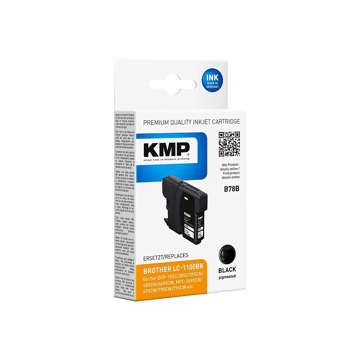 KMP B78B - Schwarz - Tintenpatrone (Alternative zu: Brother LC1100BK)