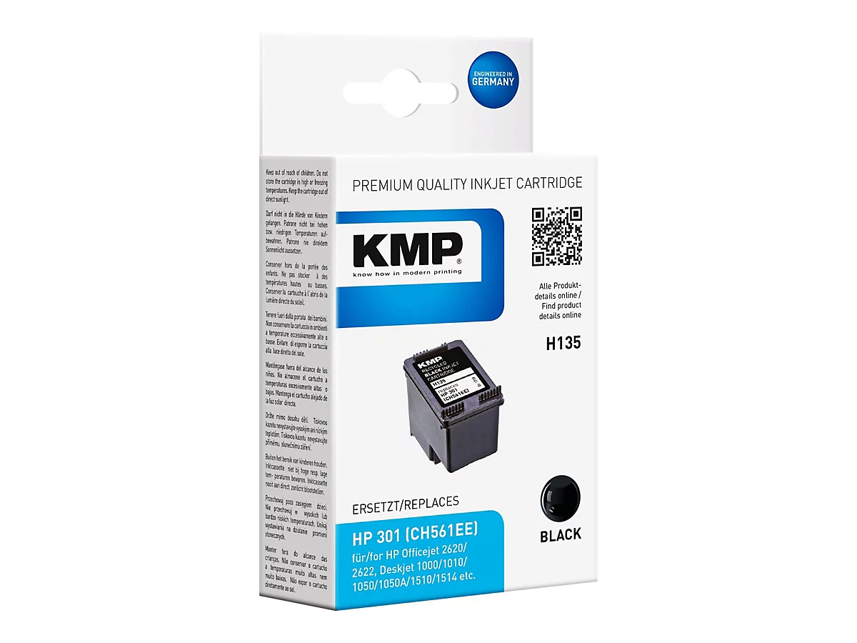 KMP H135 - Schwarz - Tintenpatrone (Alternative zu: HP 301, HP CH561EE)