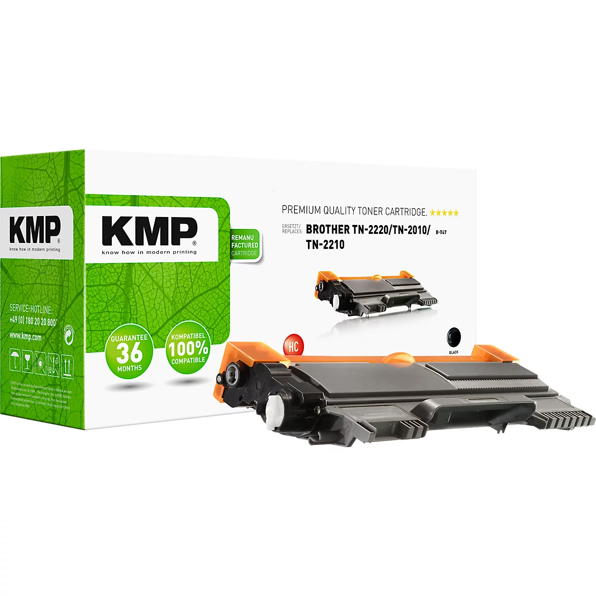 KMP toner, vervangt Brother TN2220, tot 2600 pagina's, enkele verpakking, zwart
