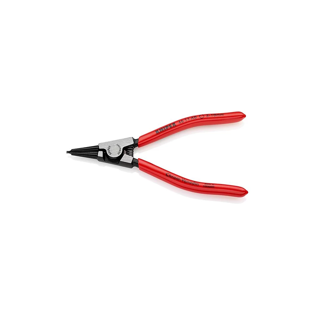 KNIPEX borgveertang A 0, voor assen Ø 3-10 mm, rechte punten, chroom-vanadium-staal, zwart geatramenteerd