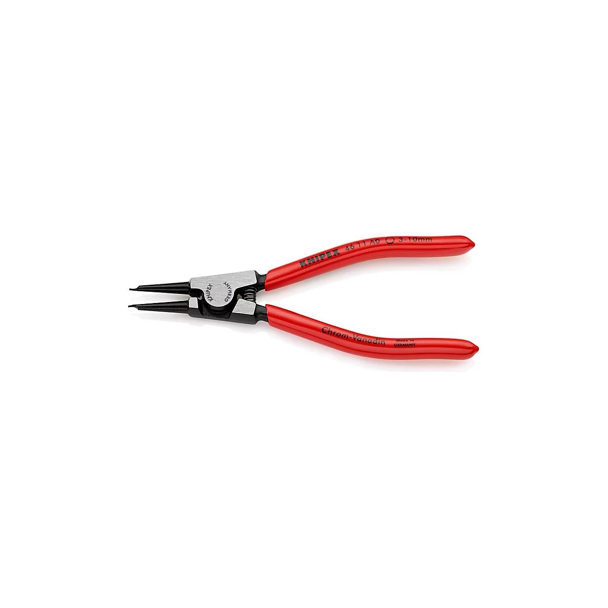 KNIPEX borgveertang A 0, voor assen Ø 3-10 mm, rechte punten, chroom-vanadium-staal, zwart geatramenteerd