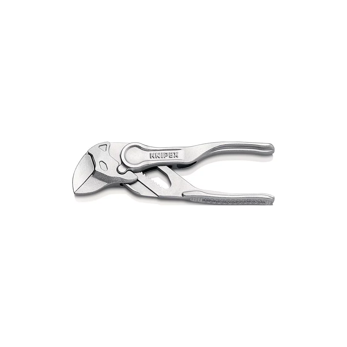 Une clé à molette argentée, la marque KNIPEX est visible.