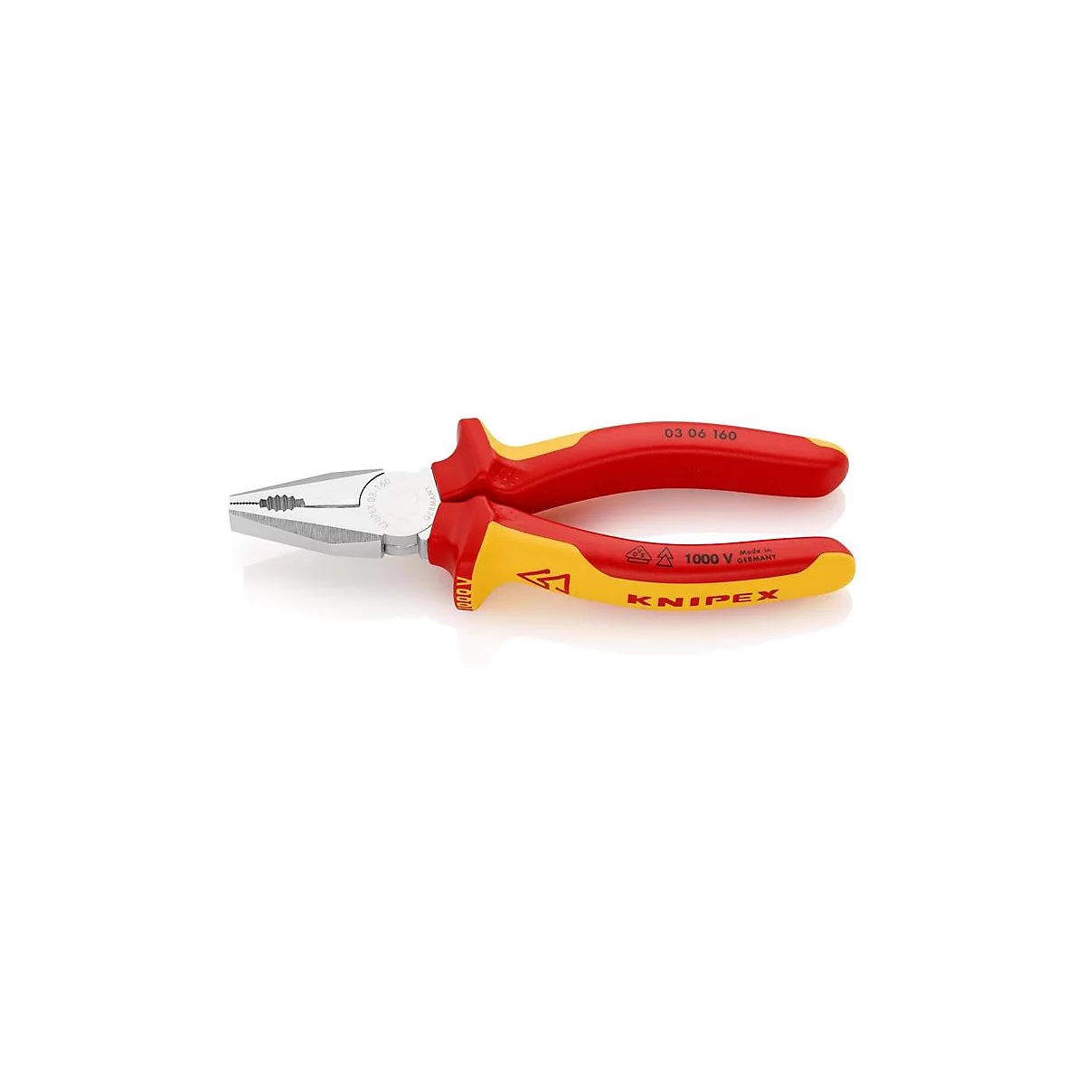 KNIPEX Kombizange, L 160 mm, VDE bis 1000V, verchromt, Griff Mehrkomponenten-Hüllen