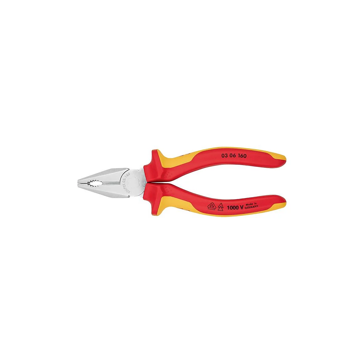 KNIPEX Kombizange, L 160 mm, VDE bis 1000V, verchromt, Griff Mehrkomponenten-Hüllen