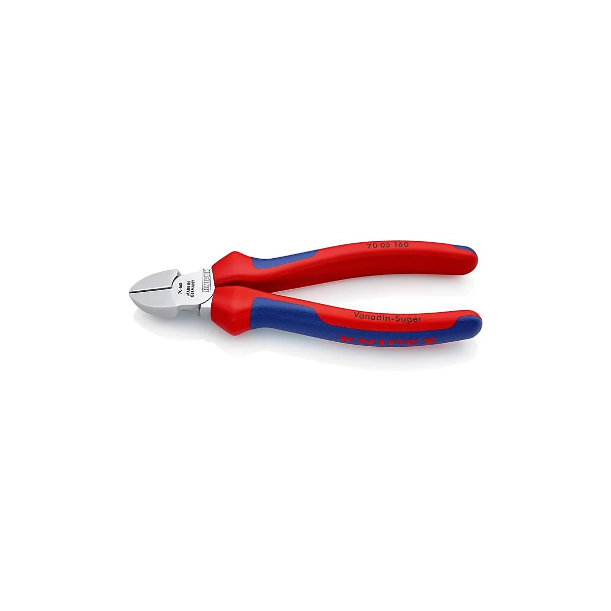 Rot-blaue Seitenschneider, Detailansicht, 'Vanadin-Super', Beschriftung, 70 05 160.