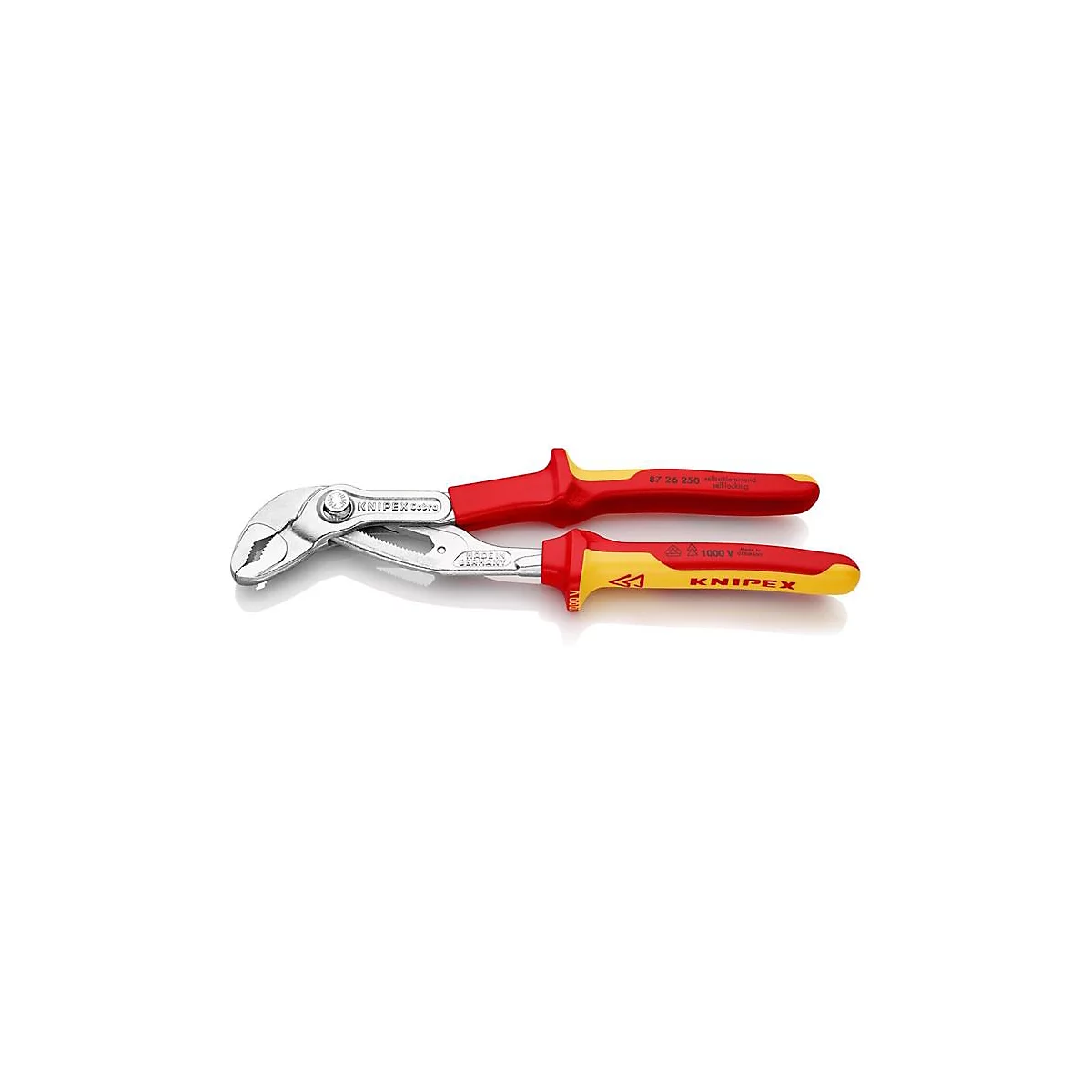 KNIPEX Wasserpumpenzange Cobra, L 250 mm, Spannweite 46 mm, VDE, verchromt, Mehrkomponenten-Hülle