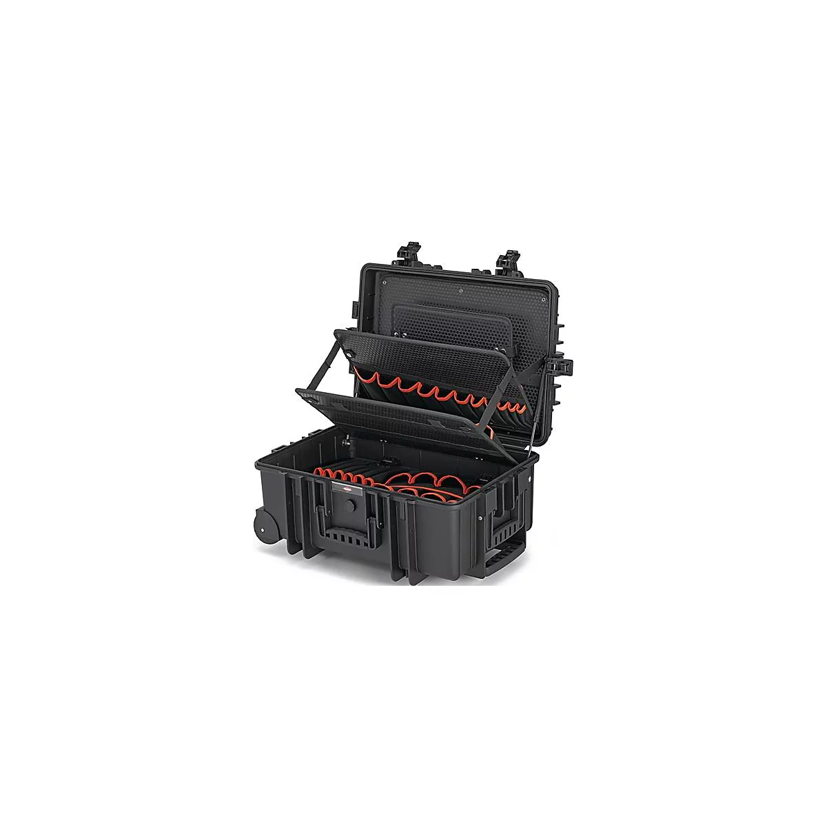 KNIPEX Werkzeugkoffer Robust 45, Leerkoffer ohne Werkzeug, staub- und wasserdicht, rollbar, bis 35 kg, B 609 x T 428 x H 263 mm, Polypropylen, schwarz
