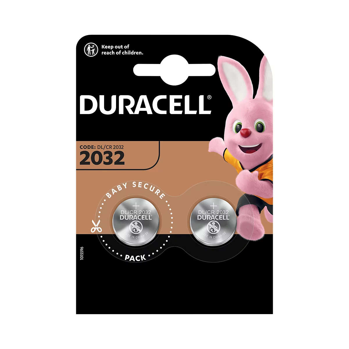 Knoopcellen Duracell CR2032, Lithium, 3 V, 170 mAh, Ø 20 x H 2,5 mm, 2 stuks
