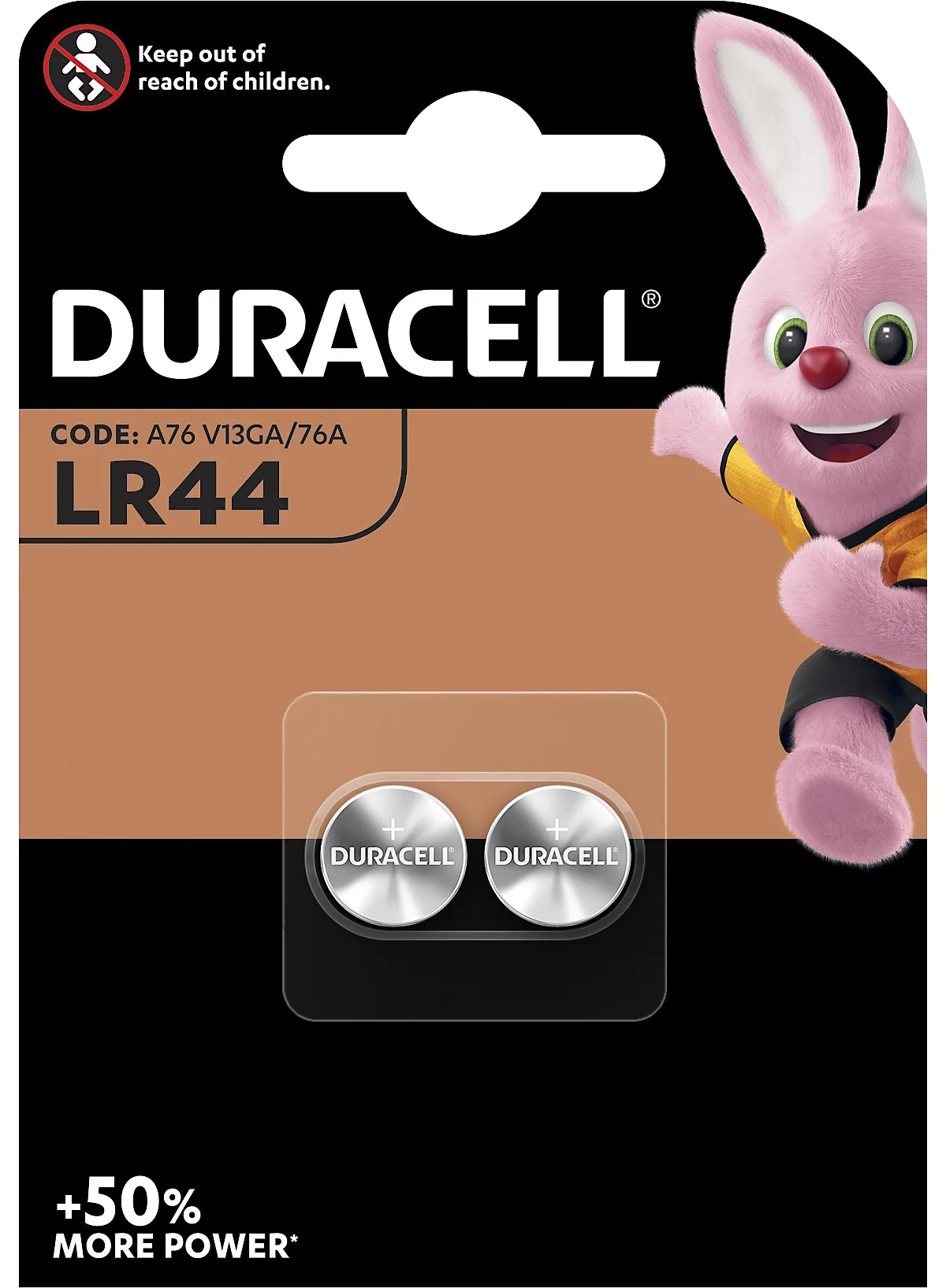 Knopfzelle DURACELL® V13GA, LR44, 2 Stück