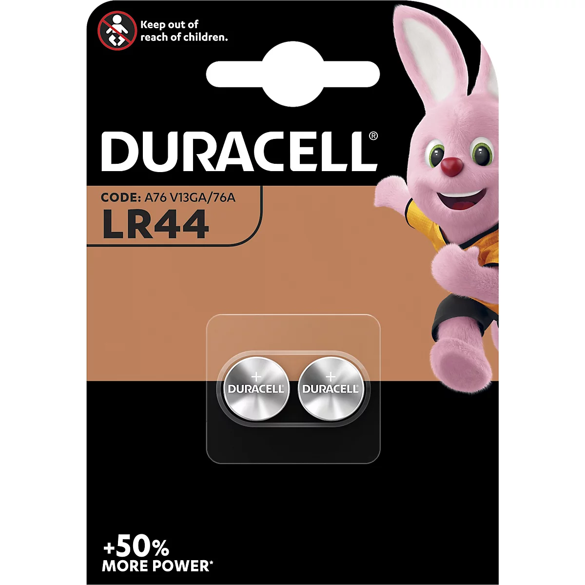 Knopfzelle DURACELL® V13GA, LR44, 2 Stück