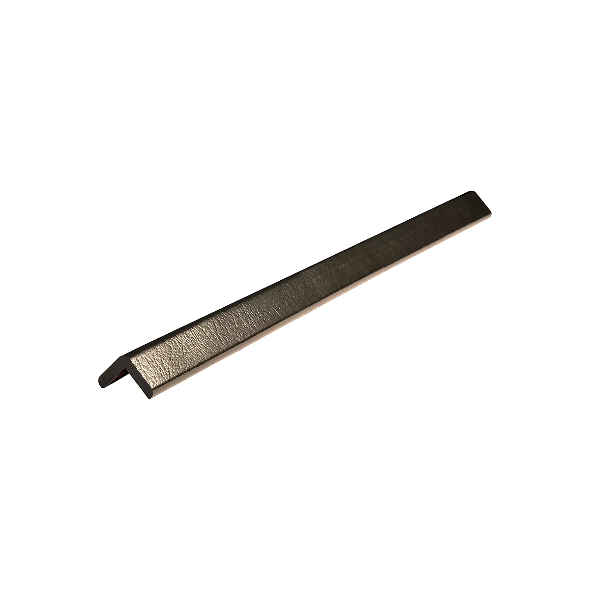 Black L-shaped corner, made of a textured material, on a white background.