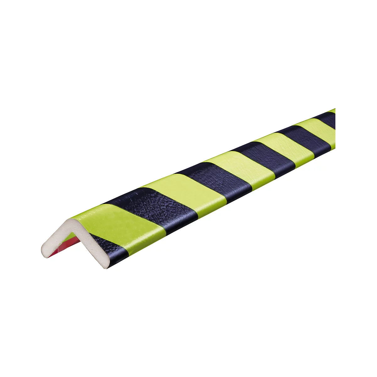 Corner protector with black and yellow pattern. The inside is white.