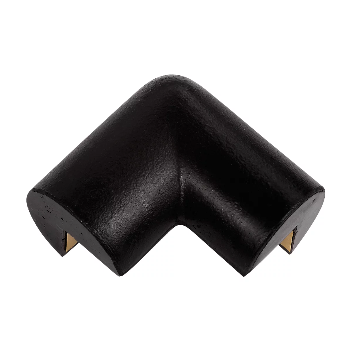 Black metal corner protector. Two golden elements are visible.