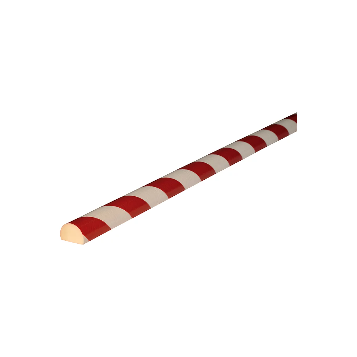 Red and white striped pole diagonally against a white background. Colors alternate.