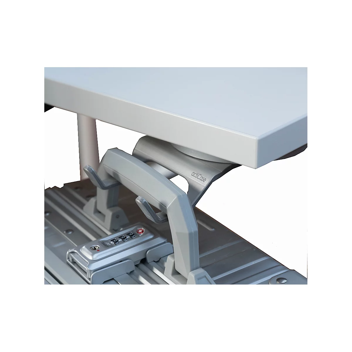 Kofferhalter actiHook, für actiCase Koffer, bis 20 kg, 360° drehbar, Schraubverbindung, L 188 x B 120 x H 40 mm, Aluminium, silber