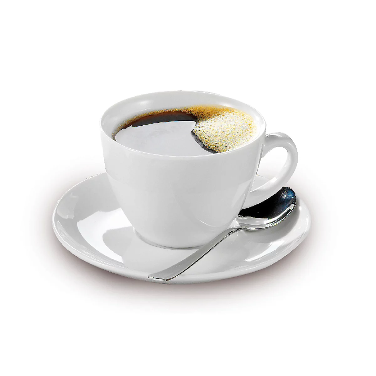 Koffie kopjes set BISTRO, 6 kopjes &amp; schotels, elk 0,2 l, H 65 mm, porselein, wit, 6 kopjes &amp; schotels, elk 0,2 l.