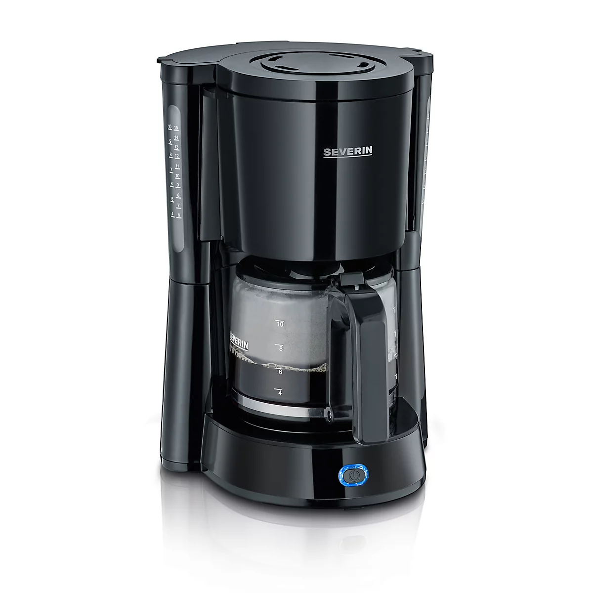 Koffiezetapparaat Severin KA 4815, 1000 W, voor max. 10 kopjes, automatische uitschakeling, waterpeilindicatie, met glazen kan, zwart voordelig kopen | Shop