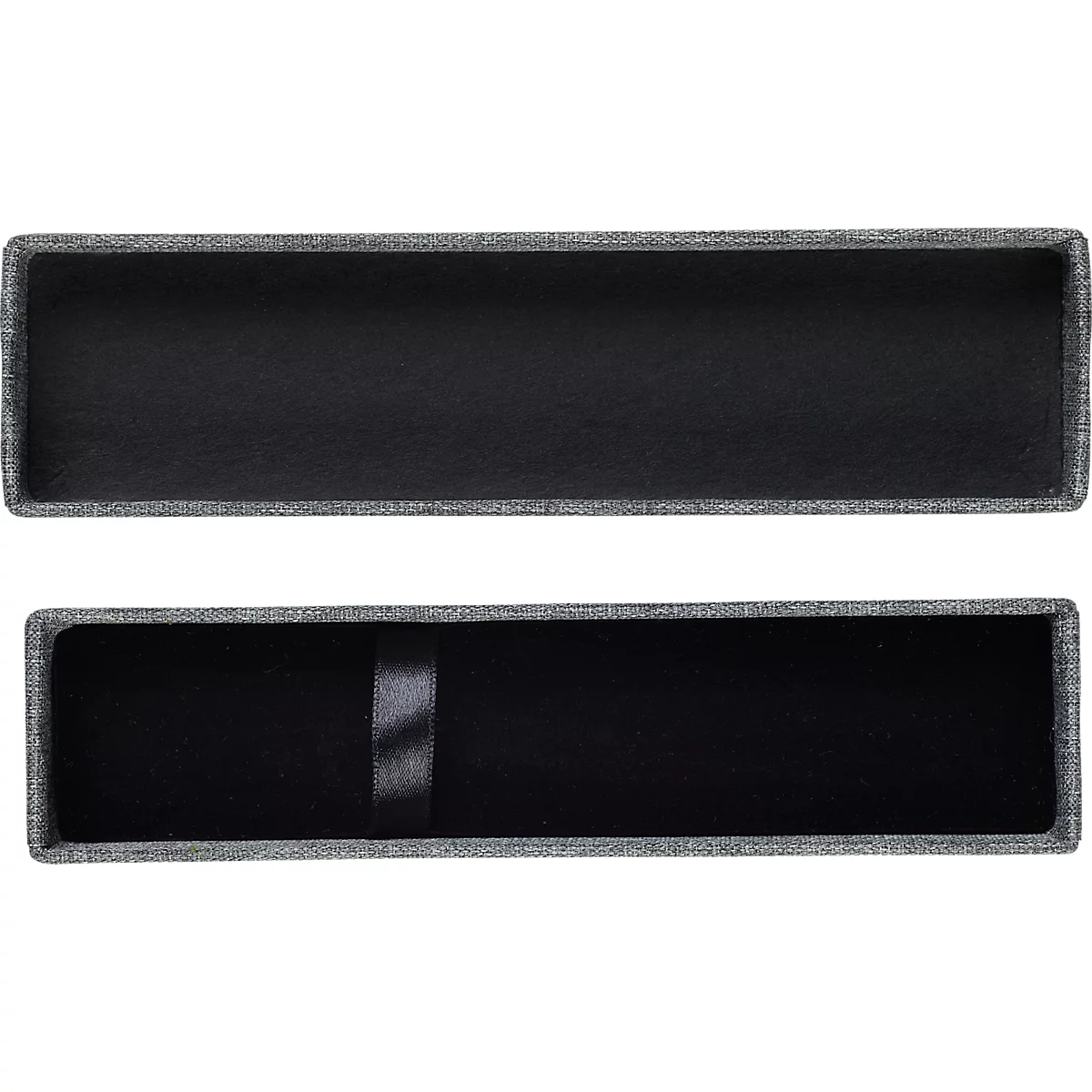 KOLMA boîte à crayons, en RPET, surface textile, fond velouté, L 40 x P 165 x H 23 mm, gris