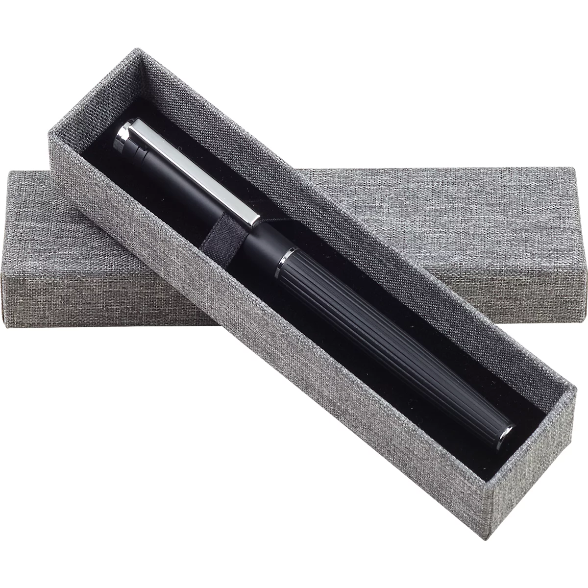 KOLMA boîte à crayons, en RPET, surface textile, fond velouté, L 40 x P 165 x H 23 mm, gris