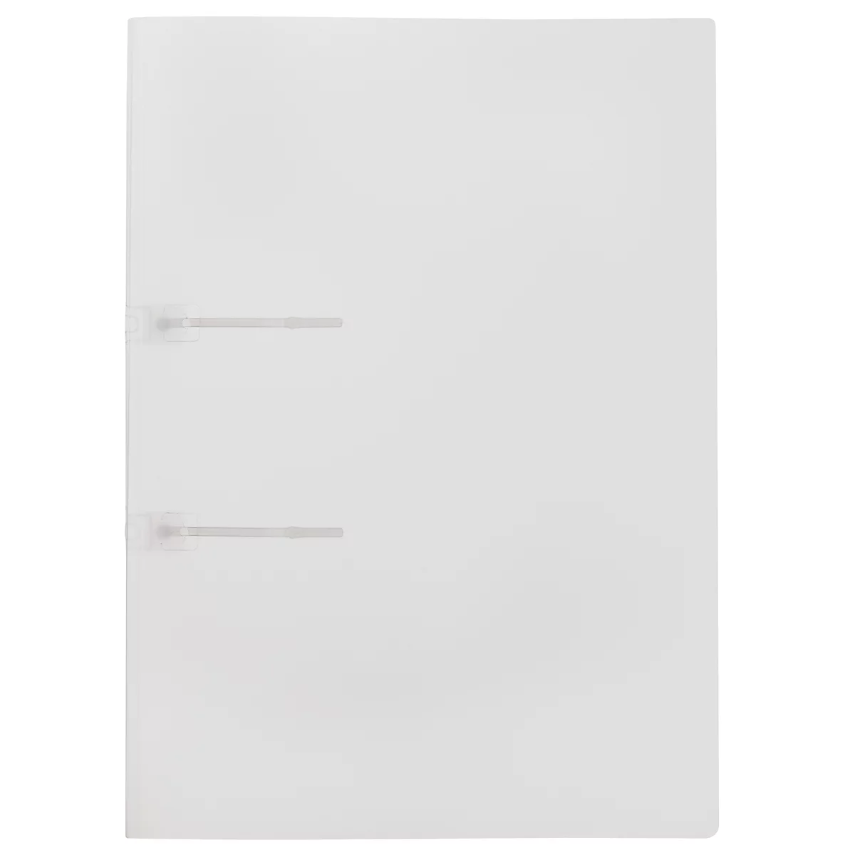 White binder with two metal levers.