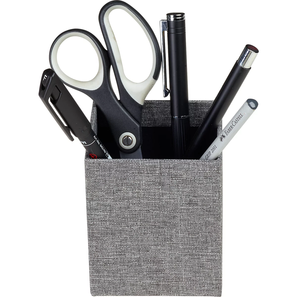 KOLMA Stifteköcher, aus RPET, schlichtes Design, textilartige Oberfläche, B 80 x T 80 x H 90 mm, grau