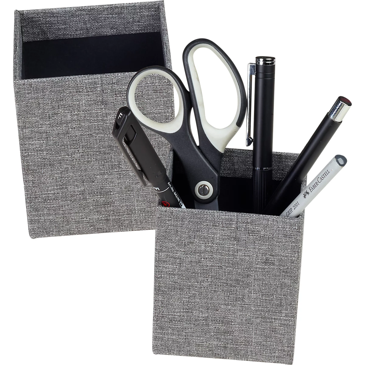 KOLMA Stifteköcher, aus RPET, schlichtes Design, textilartige Oberfläche, B 80 x T 80 x H 90 mm, grau