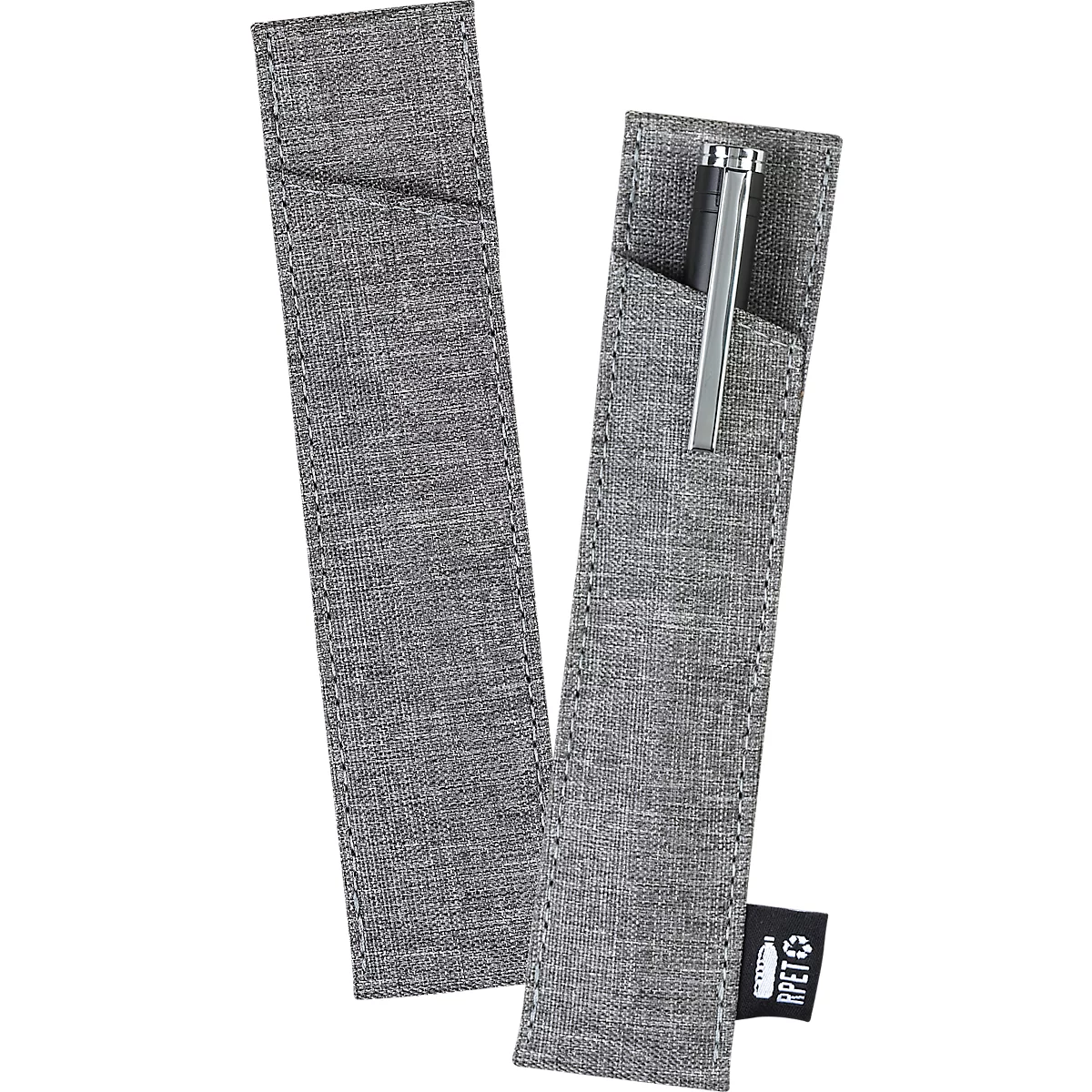 KOLMA Stiftetui, aus RPET, schlankes Design, schützt vor Schmutz und Kratzern, B 35 x H 157 mm, grau
