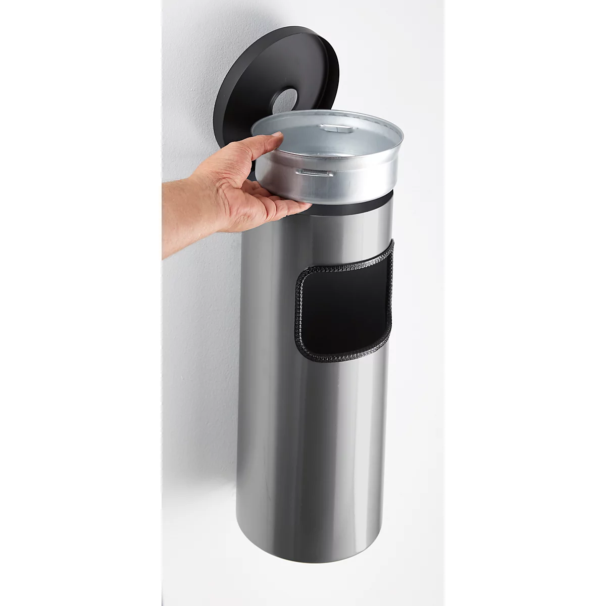 Kombi-Ascher, Abfall-Volumen von 5,6 l, flammenhemmend, Kippvorrichtung, inkl. Montagematerial, Ø 180 x H 400 mm, Edelstahl