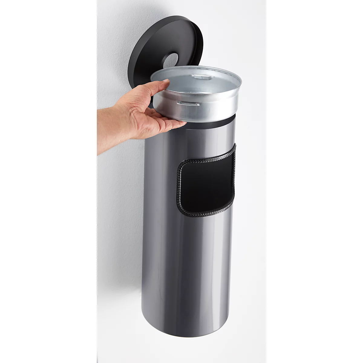 Kombi-Ascher, Abfall-Volumen von 5,6 l, flammenhemmend, Kippvorrichtung, inkl. Montagematerial, Ø 180 x H 400 mm, Metall, graphitgrau