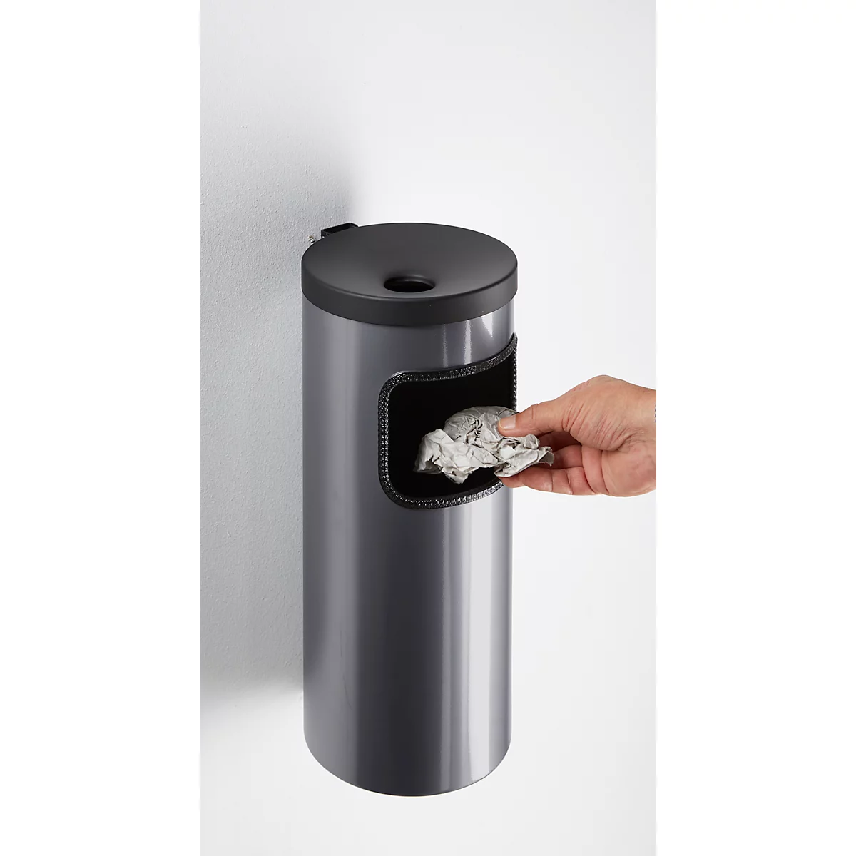 Kombi-Ascher, Abfall-Volumen von 5,6 l, flammenhemmend, Kippvorrichtung, inkl. Montagematerial, Ø 180 x H 400 mm, Metall, graphitgrau