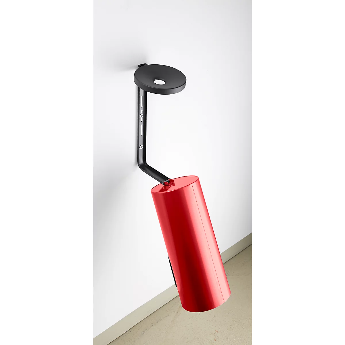 Kombi-Ascher, Abfall-Volumen von 5,6 l, flammenhemmend, Kippvorrichtung, inkl. Montagematerial, Ø 180 x H 400 mm, Metall, rot