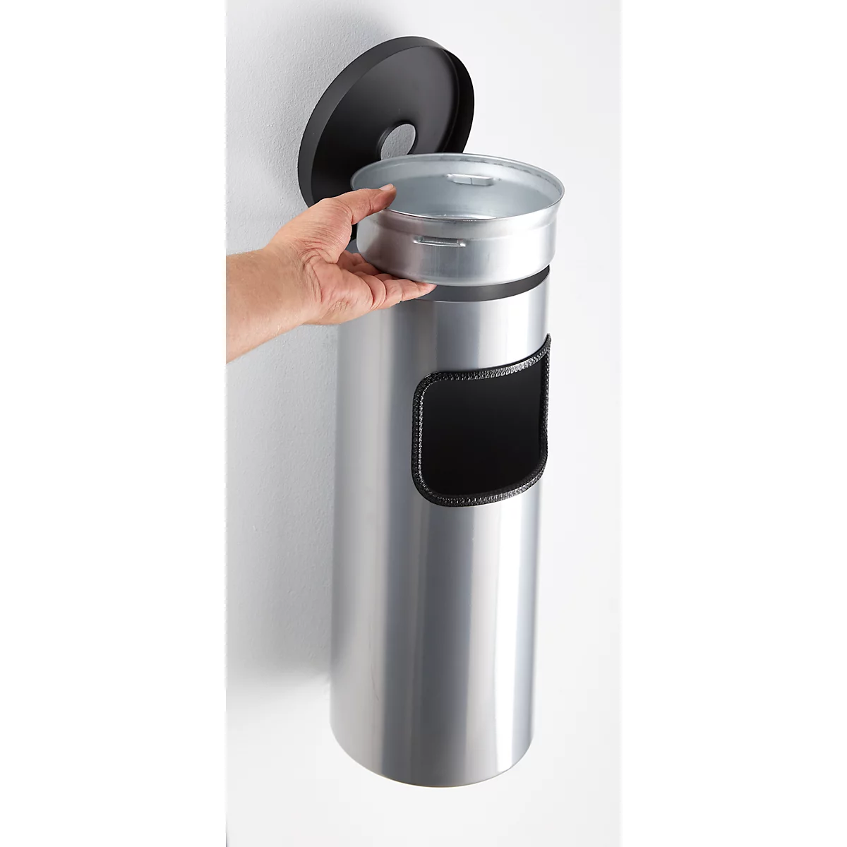 Kombi-Ascher, Abfall-Volumen von 5,6 l, flammenhemmend, Kippvorrichtung, inkl. Montagematerial, Ø 180 x H 400 mm, Metall, silber