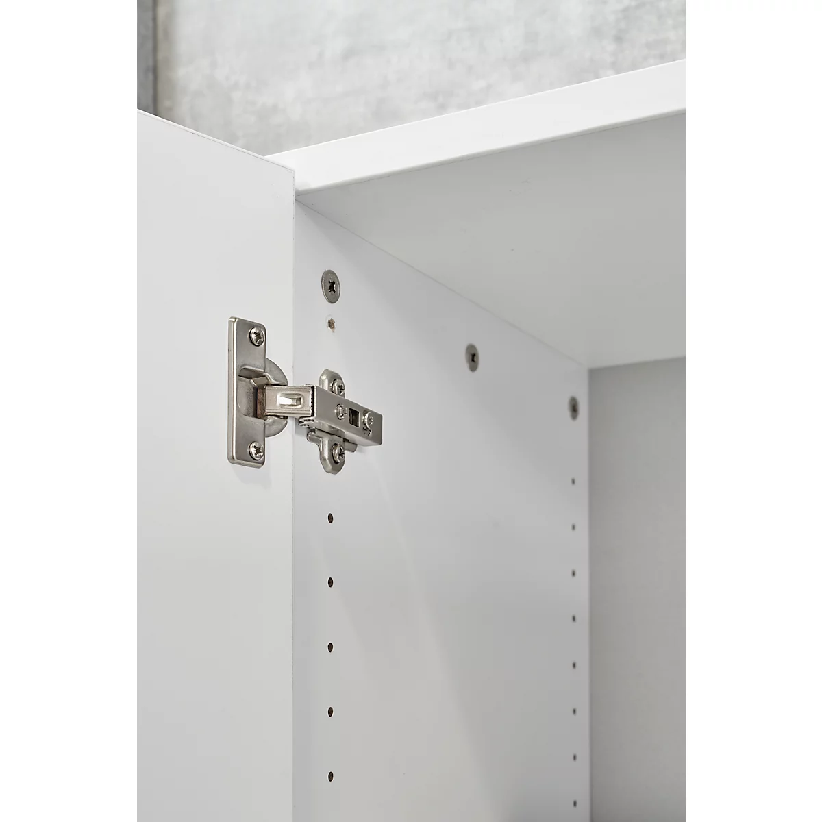Kombischrank Breno, 6OH, Schrank- und Regalelement, abschließbar, B 800 x T 420 x H 2156 mm, Spanplatte, weiß/weiß