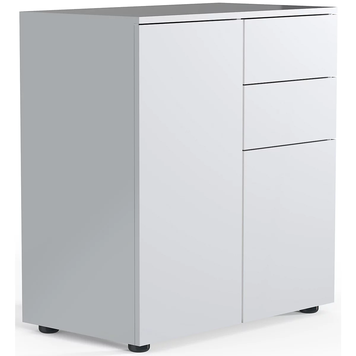 Kommode Dalosa, 4 Fächer & 2 Schübe, Tür, B 700 x T 390 x H 770 mm, Holz, weiß