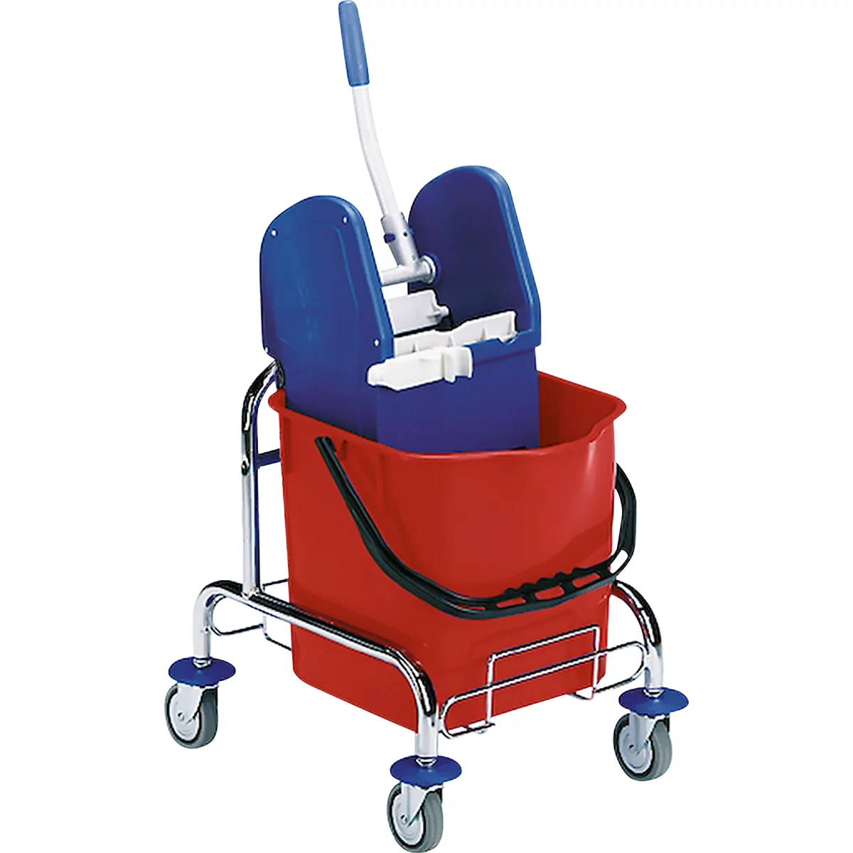 Komplett-Set Einfachfahreimer, verchromt, 25 L Eimer, Chromstiel, 10 Mopps