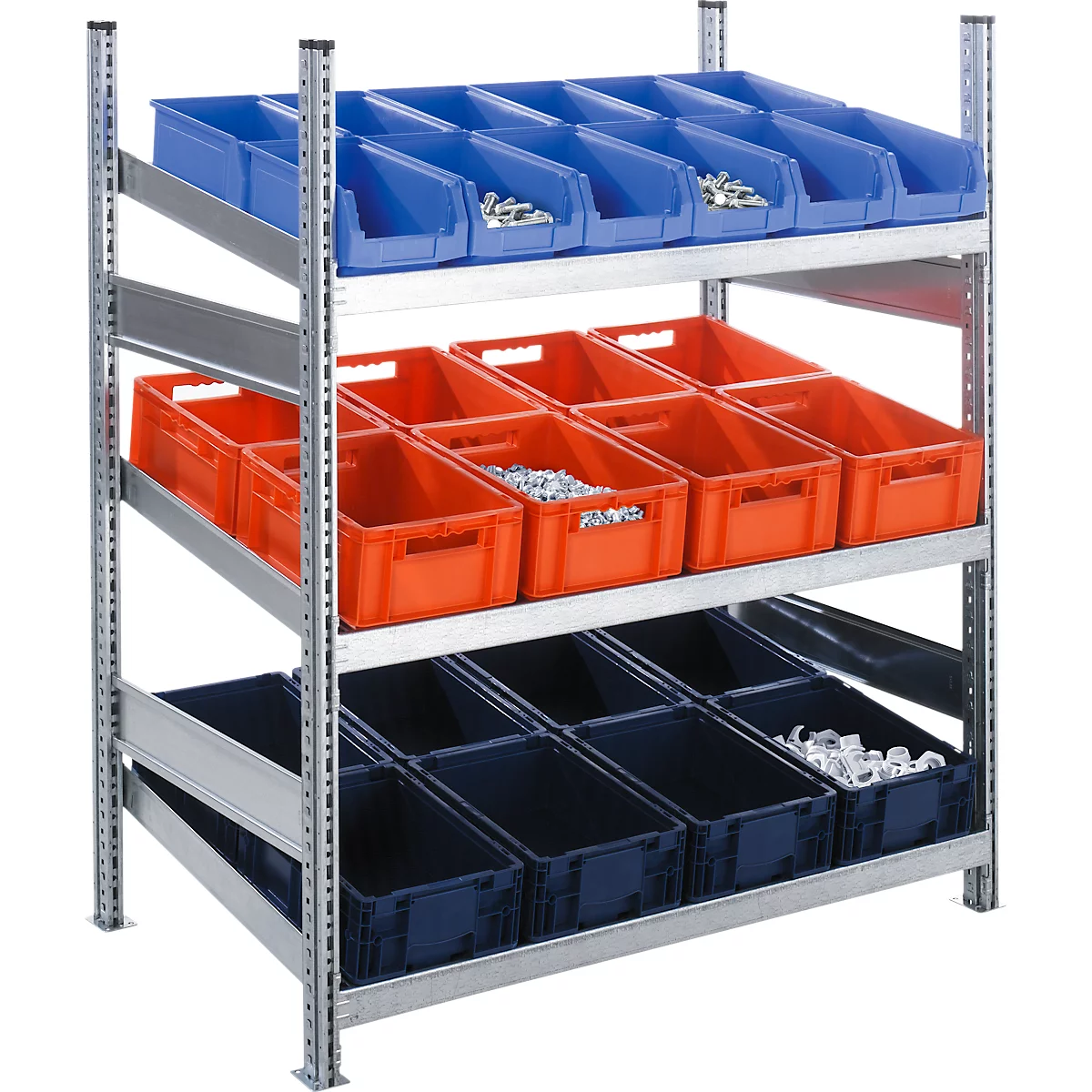 Komplettregal MBR 3000, Anbaufeld, 3 schräge Fachebene, 1536 x 400 x 1292 mm