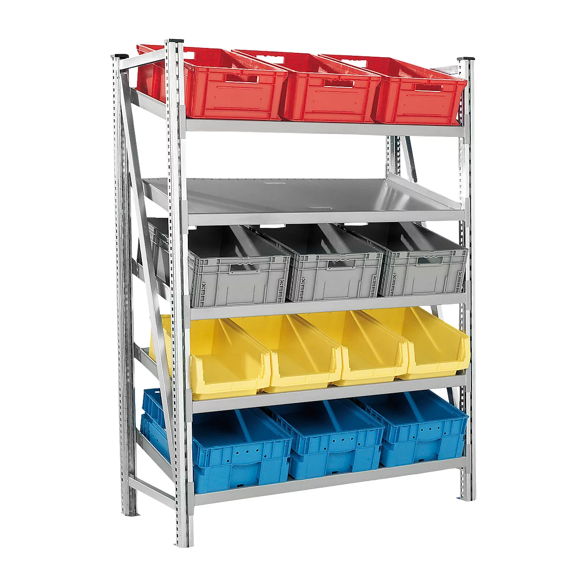 Komplettregal R 7000, 5 schräge Fachebenen, T 600 x B 1283 mm