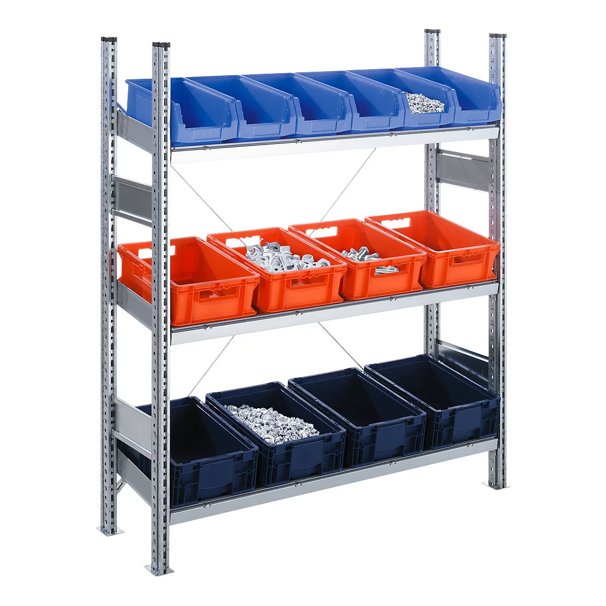 Komplettregal SBR 3000, Grundfeld, 3 schräge Fachebene, 1536 x 400 x 995 mm