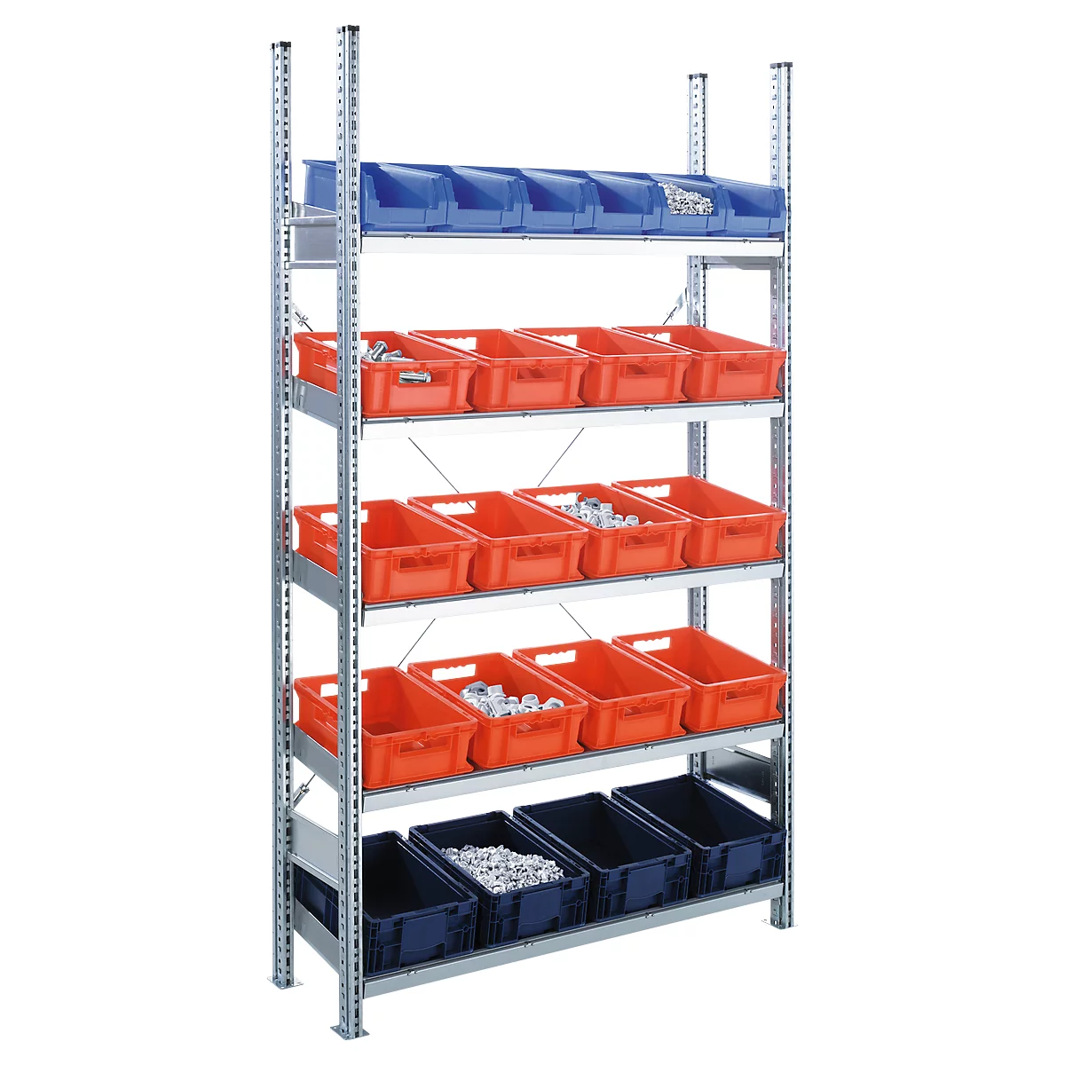Komplettregal SBR 3000, Grundfeld, 5 schräge Fachebene, 2278 x 400 x 995 mm
