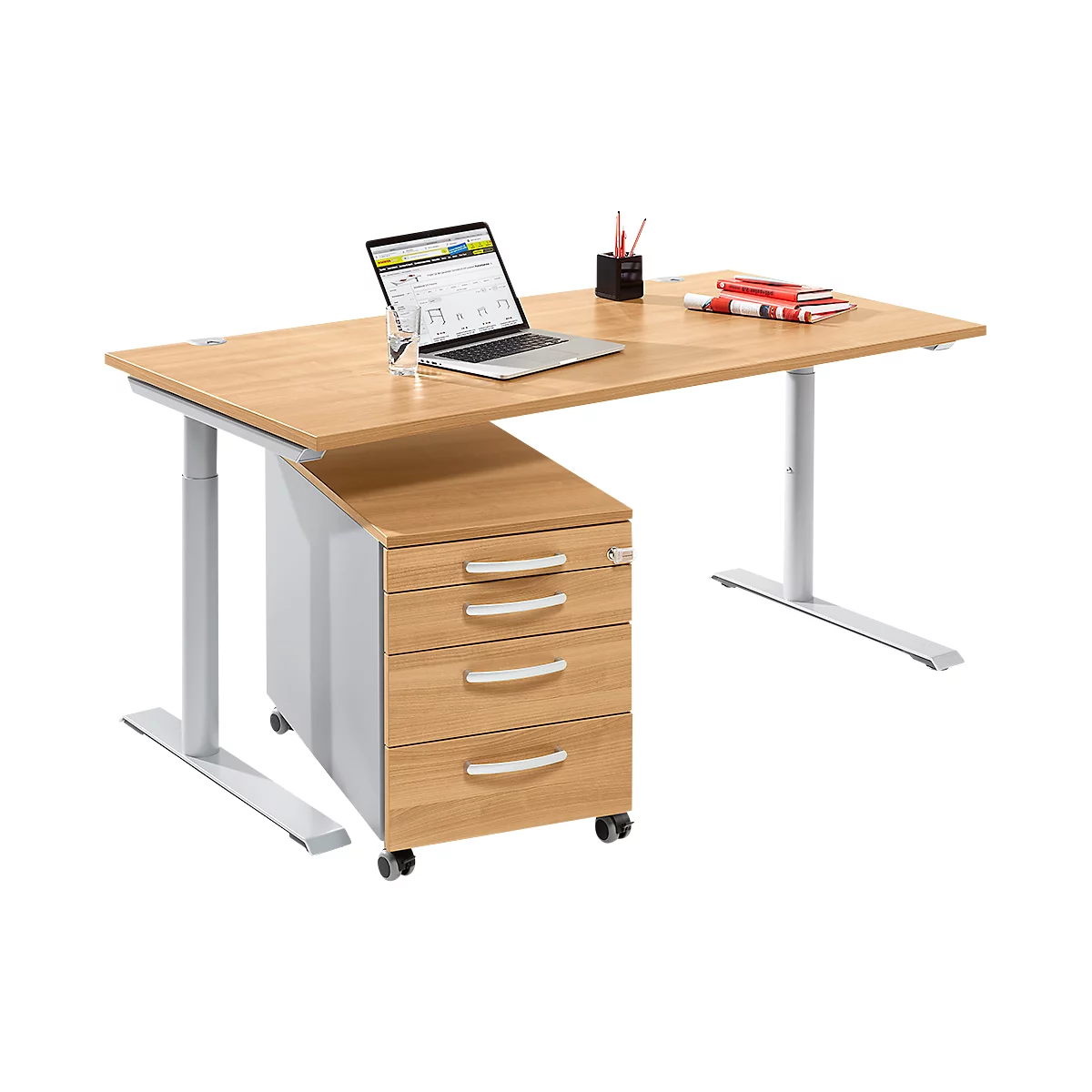 Komplettset Modena Flex, Schreibtisch B 1600 mm, höhenverstellbar 