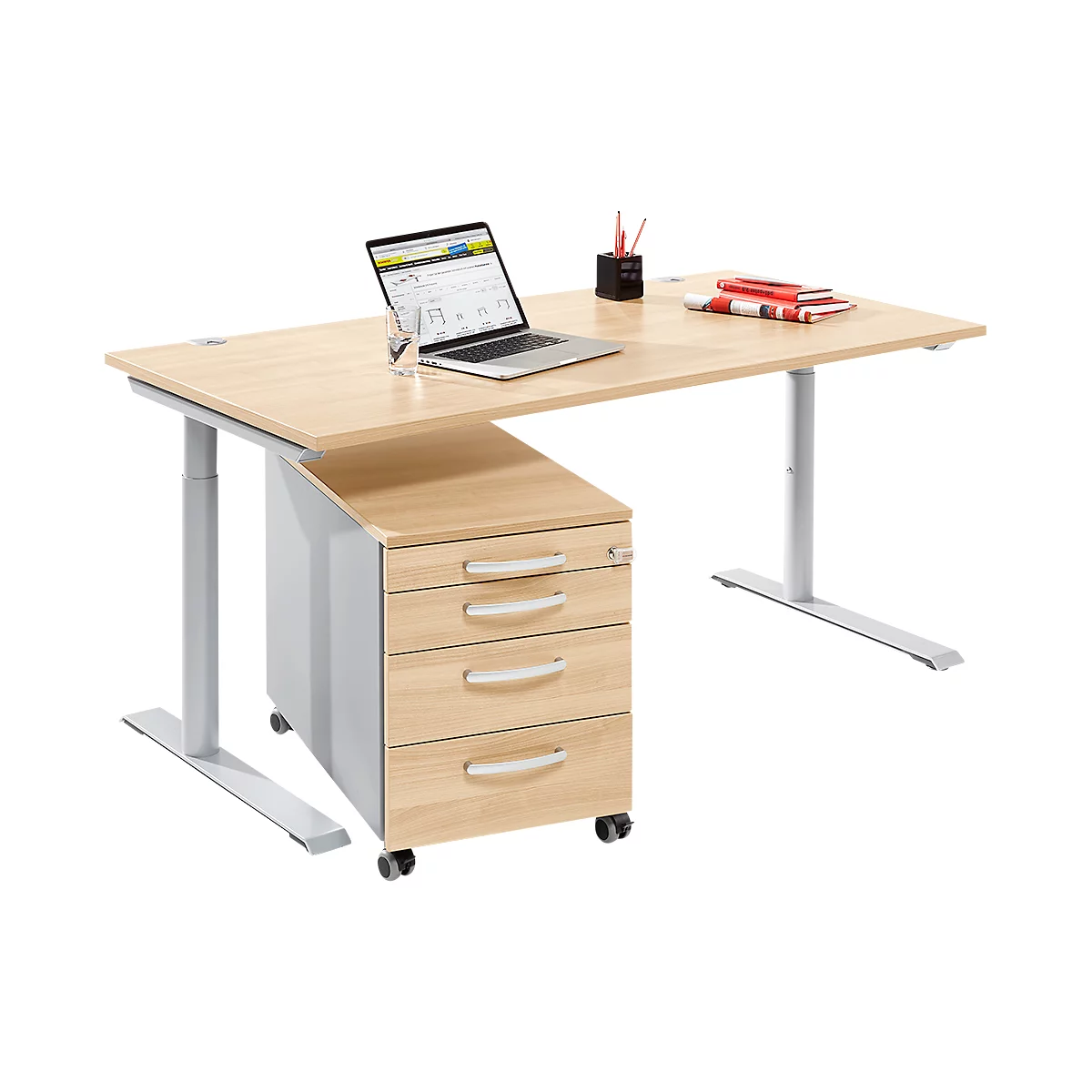 Komplettset Modena Flex, Schreibtisch B 1600 mm, höhenverstellbar 