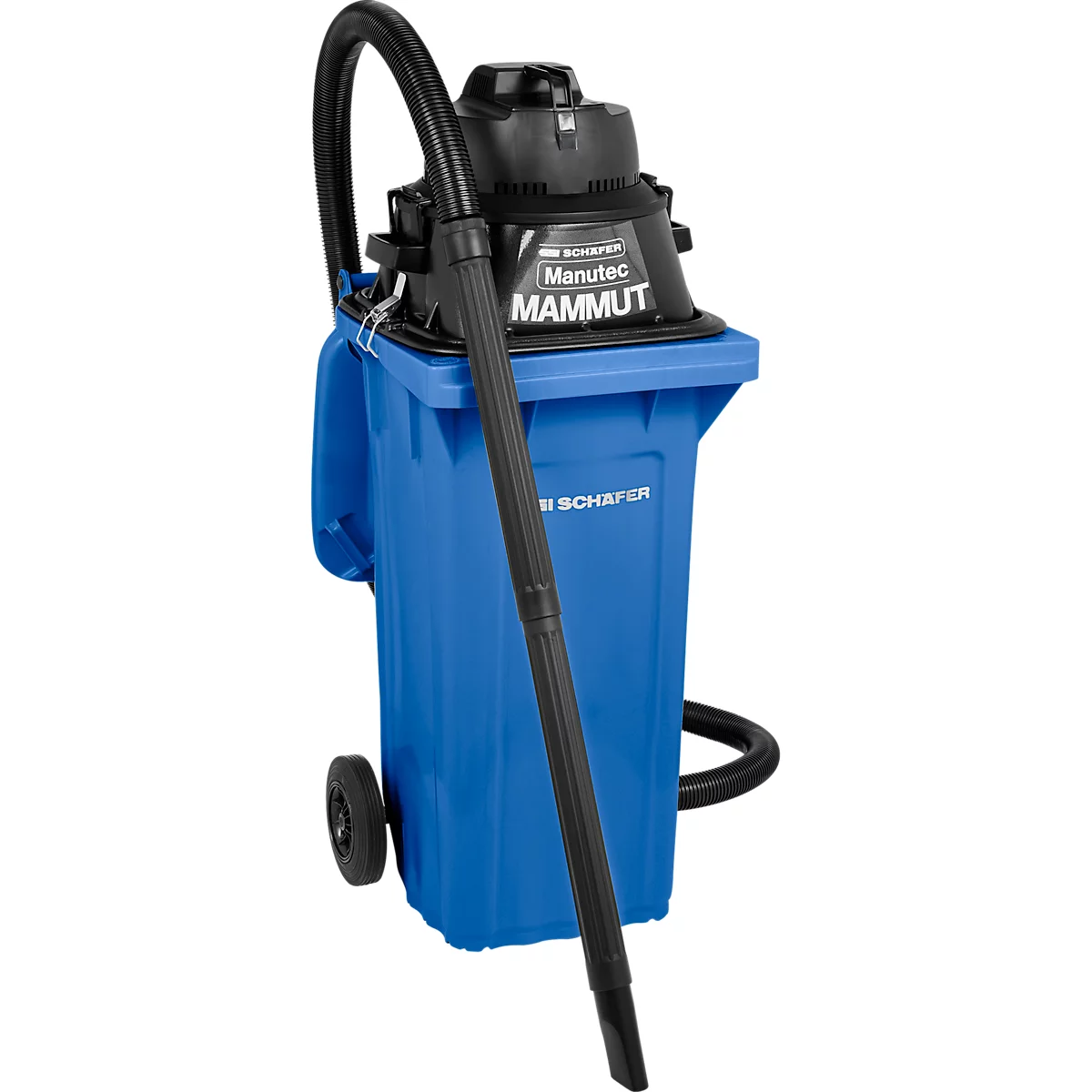 Komplettset Nass-Trockensauger, ohne Werkzeugsteckdose, inkl. Großmülltonne für 120 l, 1 Patronenfilter & 1 Vliesfilter, blau