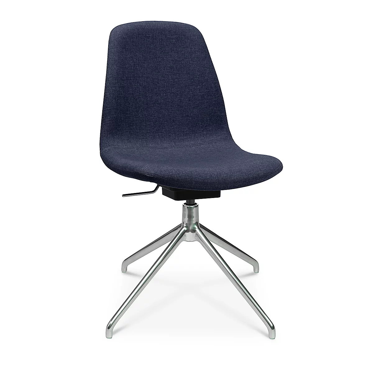 Konferenzsessel Topstar Sitness Life 1.1, dreh-/sitzhöhenverstellbar, ohne Armlehnen, B 460 x T 390 x H 450-480 mm, 4-Fußgestell, Alu poliert & Stoff, d.blau
