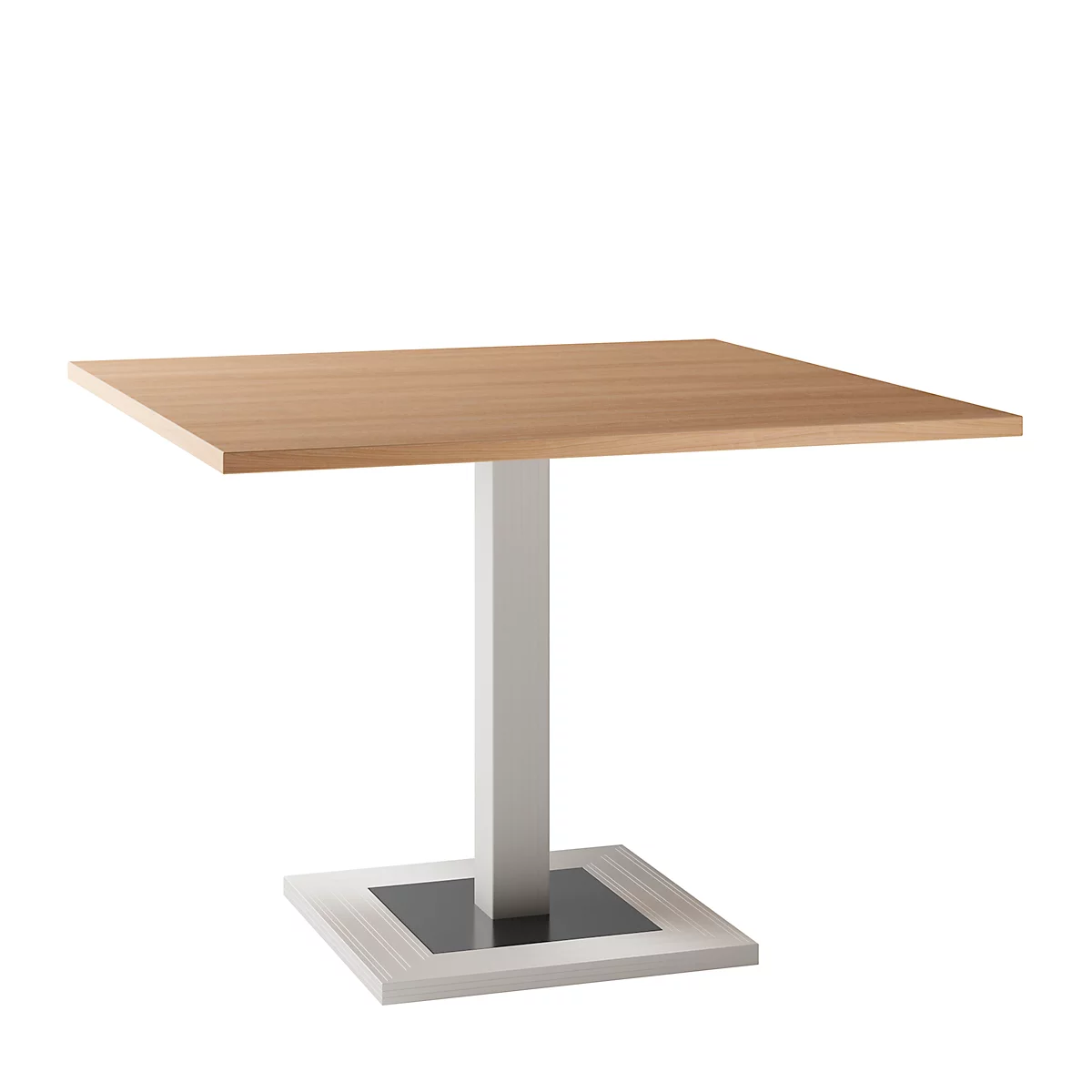 Konferenztisch, bis 4 Personen, Quadrat, Standfuß, B 1000 x T 1000 x H 720-820 mm, Kirsche Romana/silber