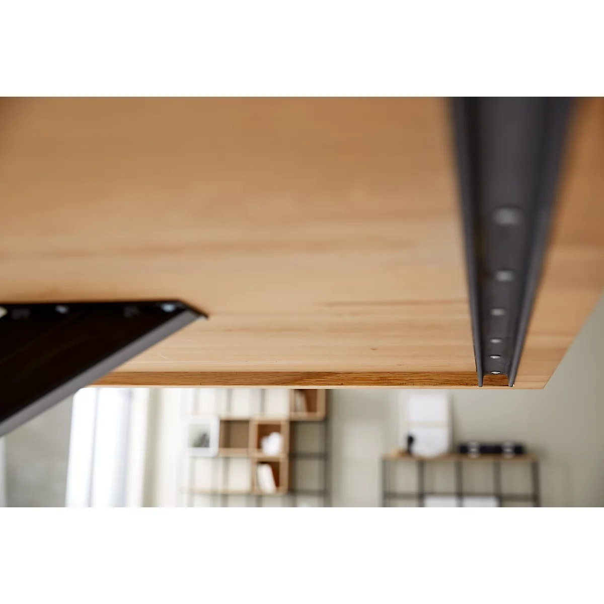 Konferenztisch FRED, Rechteck, X-Fußgestell, B 2000 x H 750 x T 900 mm, Wildeiche massiv/schwarz