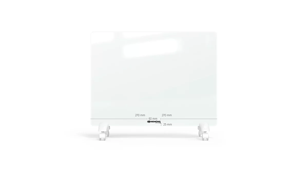 Konvektor GLASKON 1000, 1000 W, Glasfront, LCD Touch-Funktion, 24-h/Wochen-Timer, erkennt offene Fenster, IP24, mobil/Wandmontage, weiß
