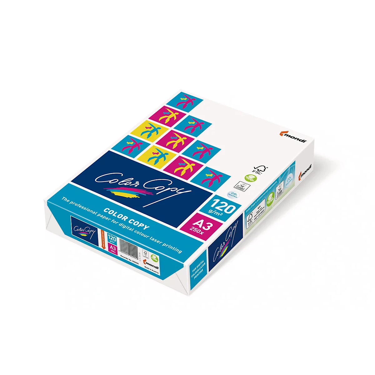 Kopieerpapier Mondi Color Copy, A3, 120 g/m², zuiver wit, 1 doos = 2 x 250 vellen