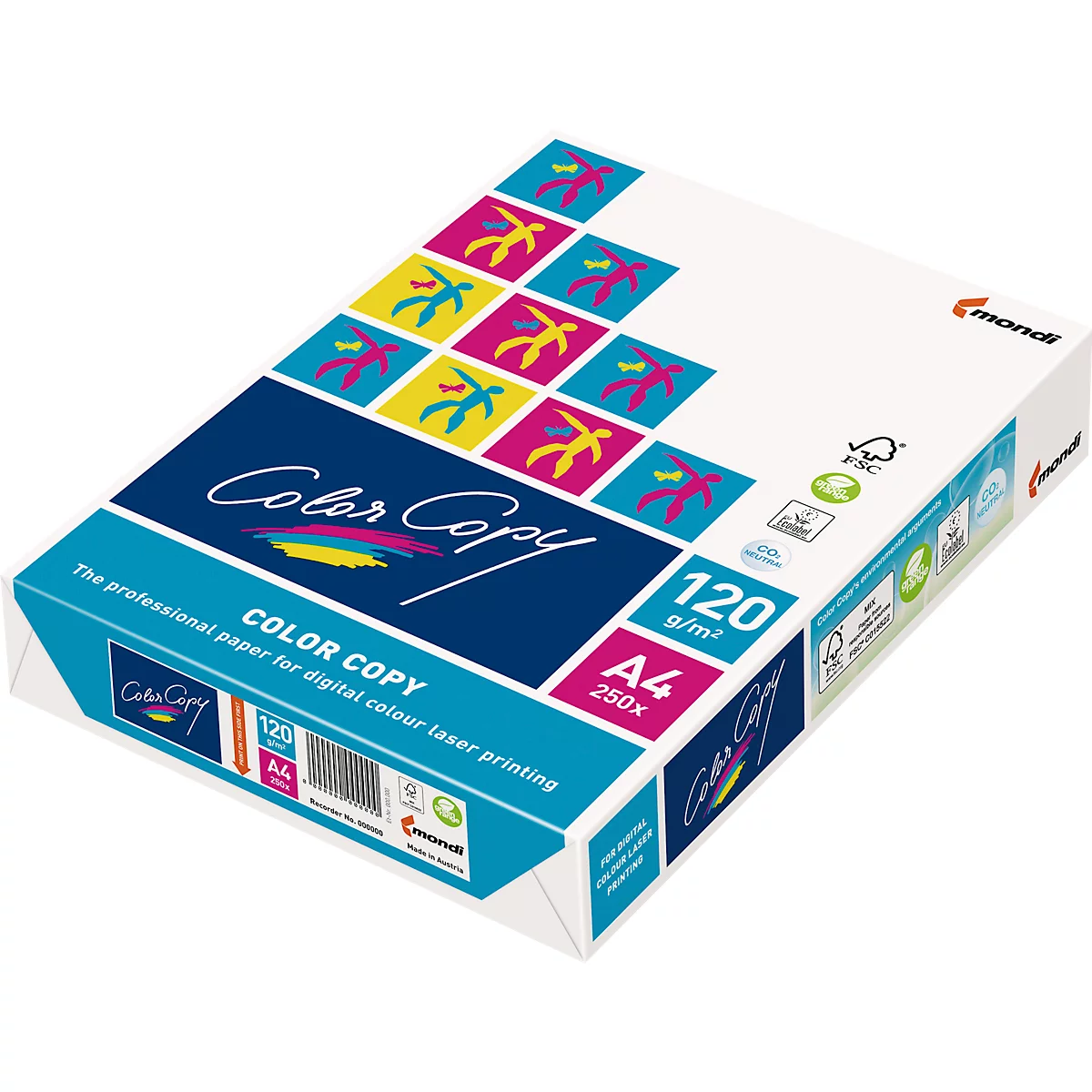 Kopieerpapier Mondi Color Copy, A4, 120 g/m², zuiver wit, 1 doos = 2 x 250 vellen