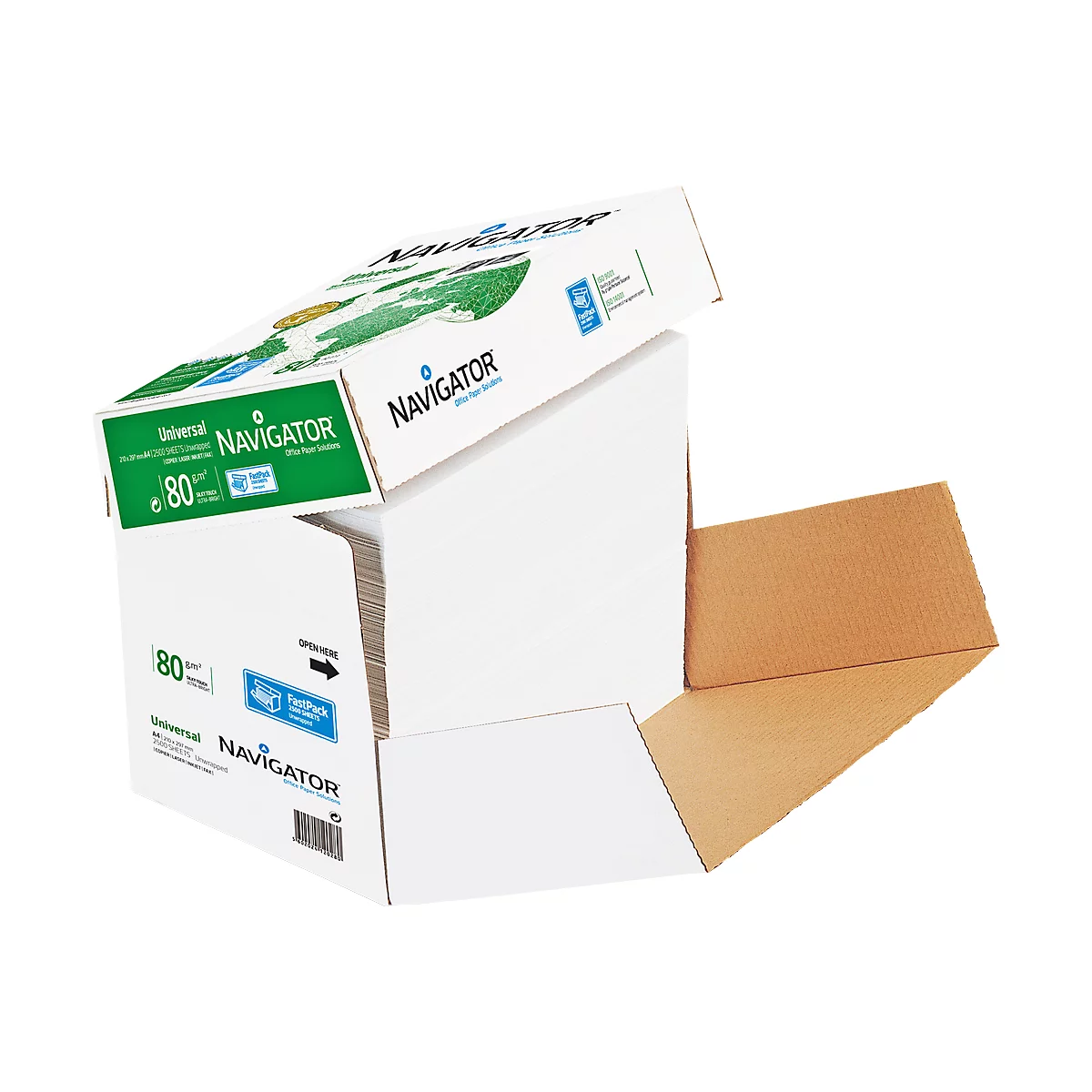 Kopieerpapier Navigator Universal, A4, 80 g/m², helderwit, 1 doos = 2500 vellen