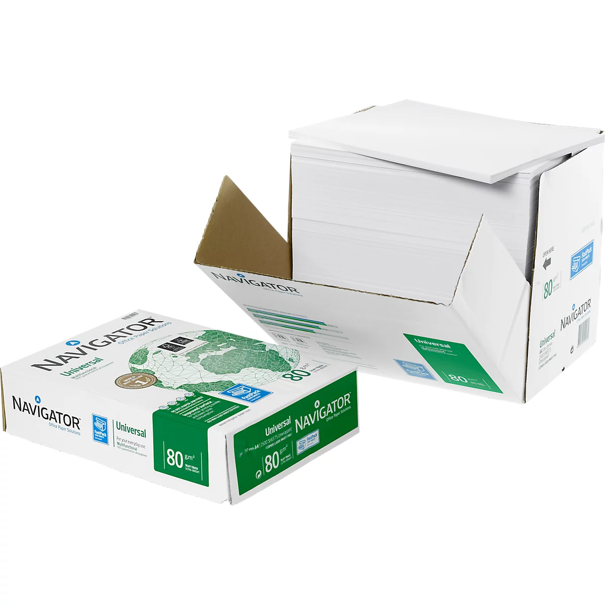 Kopieerpapier Navigator Universal, A4, 80 g/m², helderwit, 1 doos = 2500 vellen